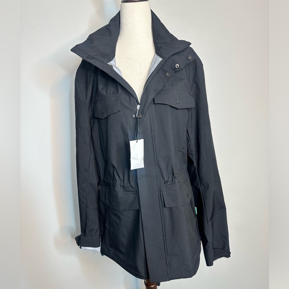 NWT sz S Save the Duck black light coat raincoat mid length lightweight hooded